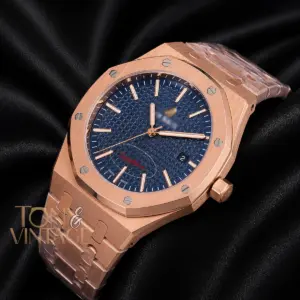 Rose Gold Blue Dial Chain Watch