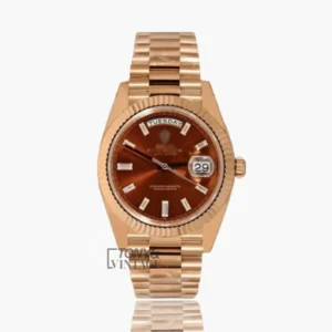 Rose Gold Brown Dial & Stone Numeral Automatic Watch
