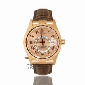 Rose Gold Case Dial & Brown Leather Strap Roman Numeral Automatic Watch