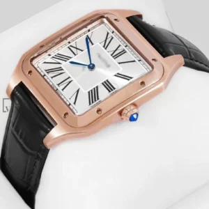 Rose Gold Case with Silver Dial and Leather Strap