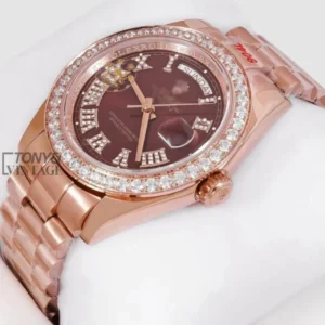 "Rose Gold Chocolate Dial Automatic Watch "
