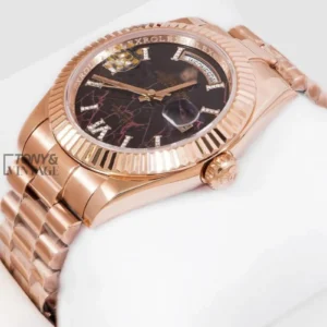 "Rose Gold Computer Black Dial Automatic Watch "