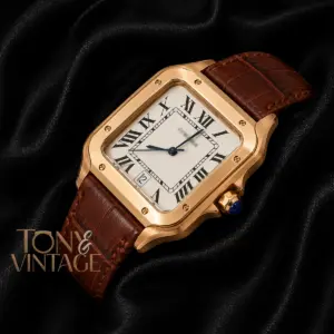 Rose Gold Watch With White Dial and Brown Leather Strap