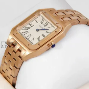 Rose Gold Watch With White Dial and Chain Strap