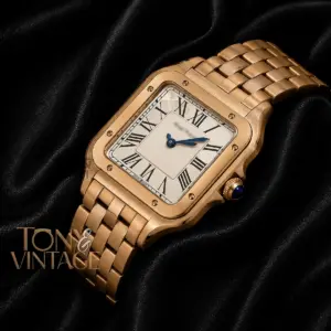 Rose Gold Watch With White Dial and Chain Strap