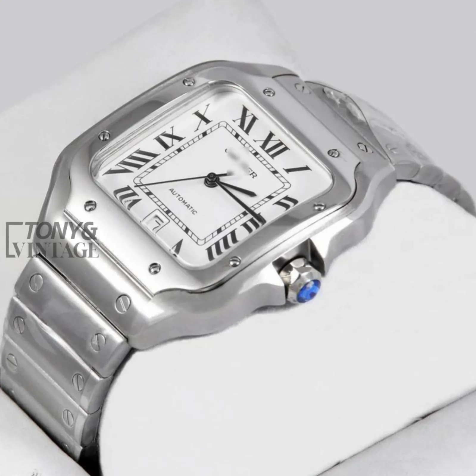 Silver Automatic Watch With White Dial