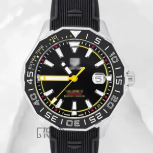 "Silver Automatic Watch with Black Dial and Bezel "