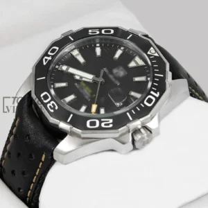 Silver Automatic Watch with Black Dial and Bezel