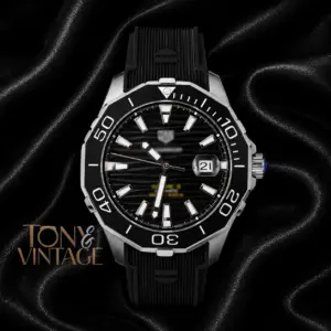 Silver Automatic Watch with Black Dial and Bezel