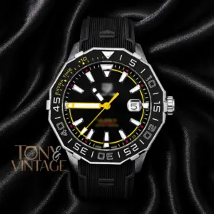 Silver Automatic Watch with Black Dial and Bezel