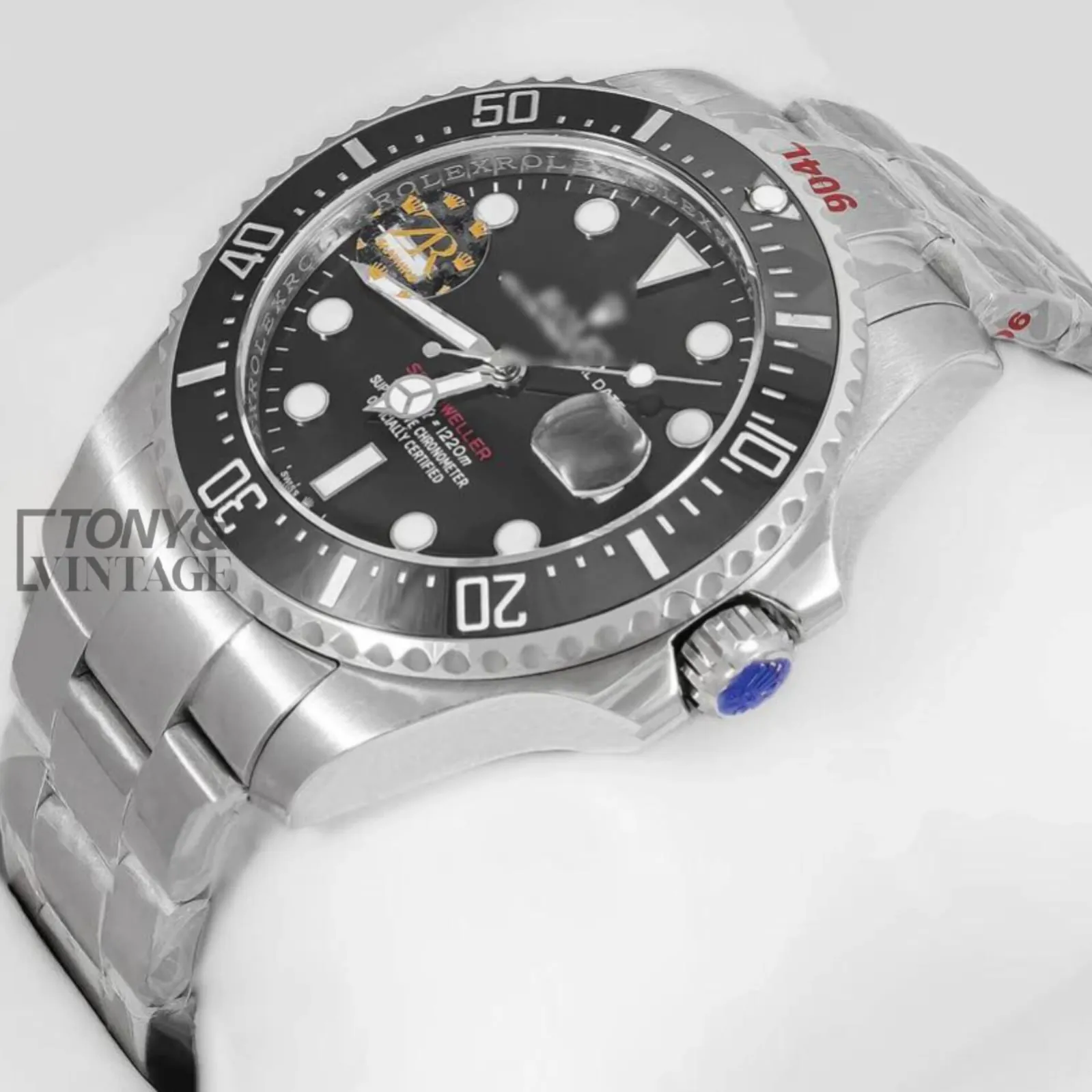 "Silver Automatic Watch with Black Dial "