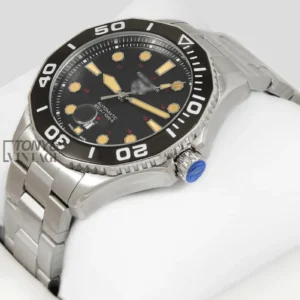 Silver Automatic Watch with Black Dial