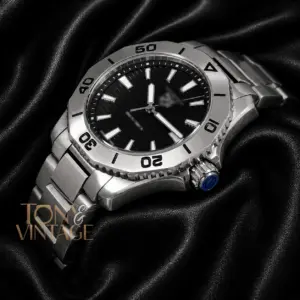 Silver Automatic Watch with Black Dial