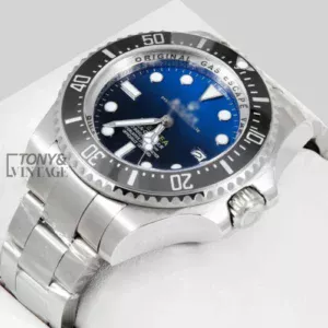 "Silver Automatic Watch with Blue Dial "