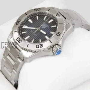 "Silver Automatic Watch with Blue Dial "