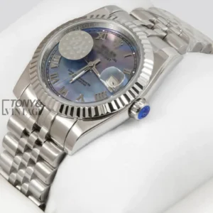 Silver Automatic Watch with Galaxy Dial