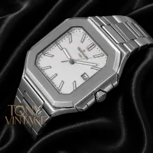 Silver Automatic Watch with White Dial