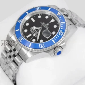 Silver Black Dial & Blue Bezel Automatic Watch