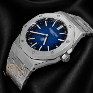 Silver Blue Dial Chain Watch