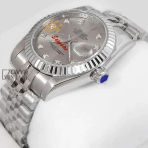 "Silver Gray Dial Stone Index "