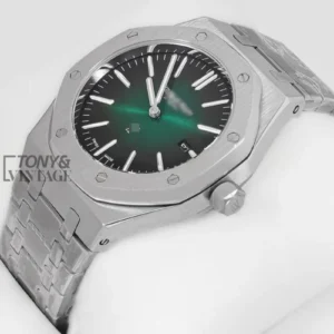 Silver Green Dial Chain Watch for Men