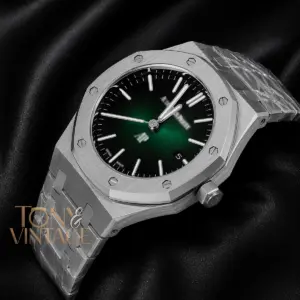 Silver Green Dial Chain Watch for Men