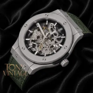 Silver Matte Automatic Watch With Skeleton Dial
