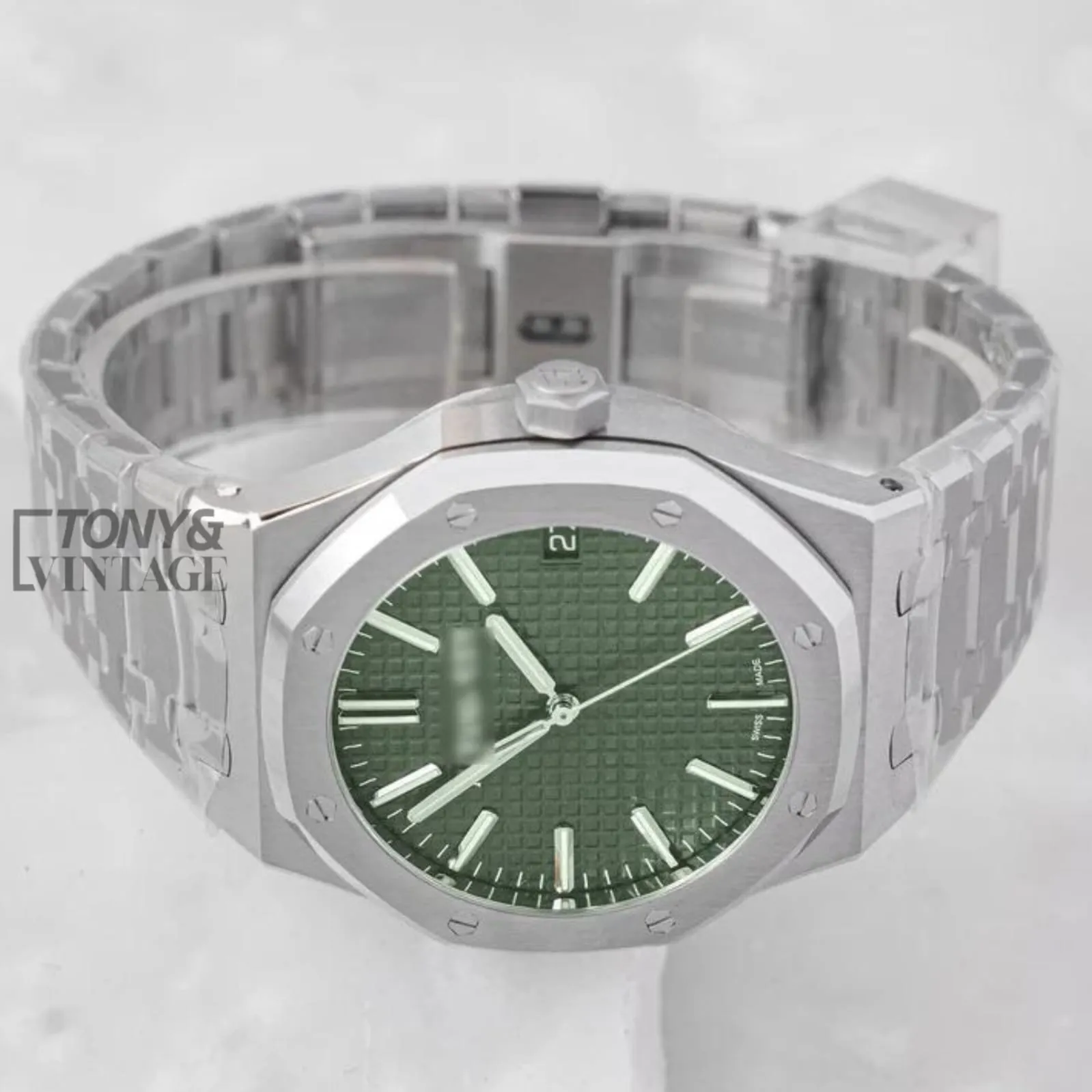 Silver Premium Green Dial PPF Automatic Watch - Image 2