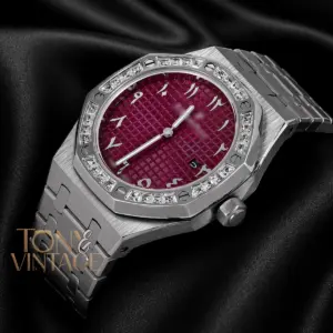 Silver Purple Dial Stone Bezel