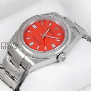 "Silver Red Dial Automatic Watch "