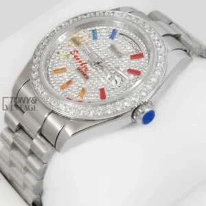 "Silver Stone Dial & Bezel Automatic Watch "