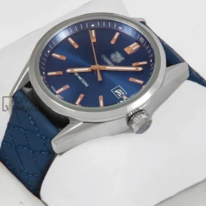 "Silver Watch with Blue Dial and Blue Rubber Strap "