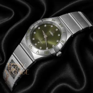 Silver With Green Dial Stone Figure Ladies Watch