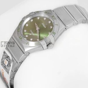 Silver With Green Dial Stone Figure Ladies Watch