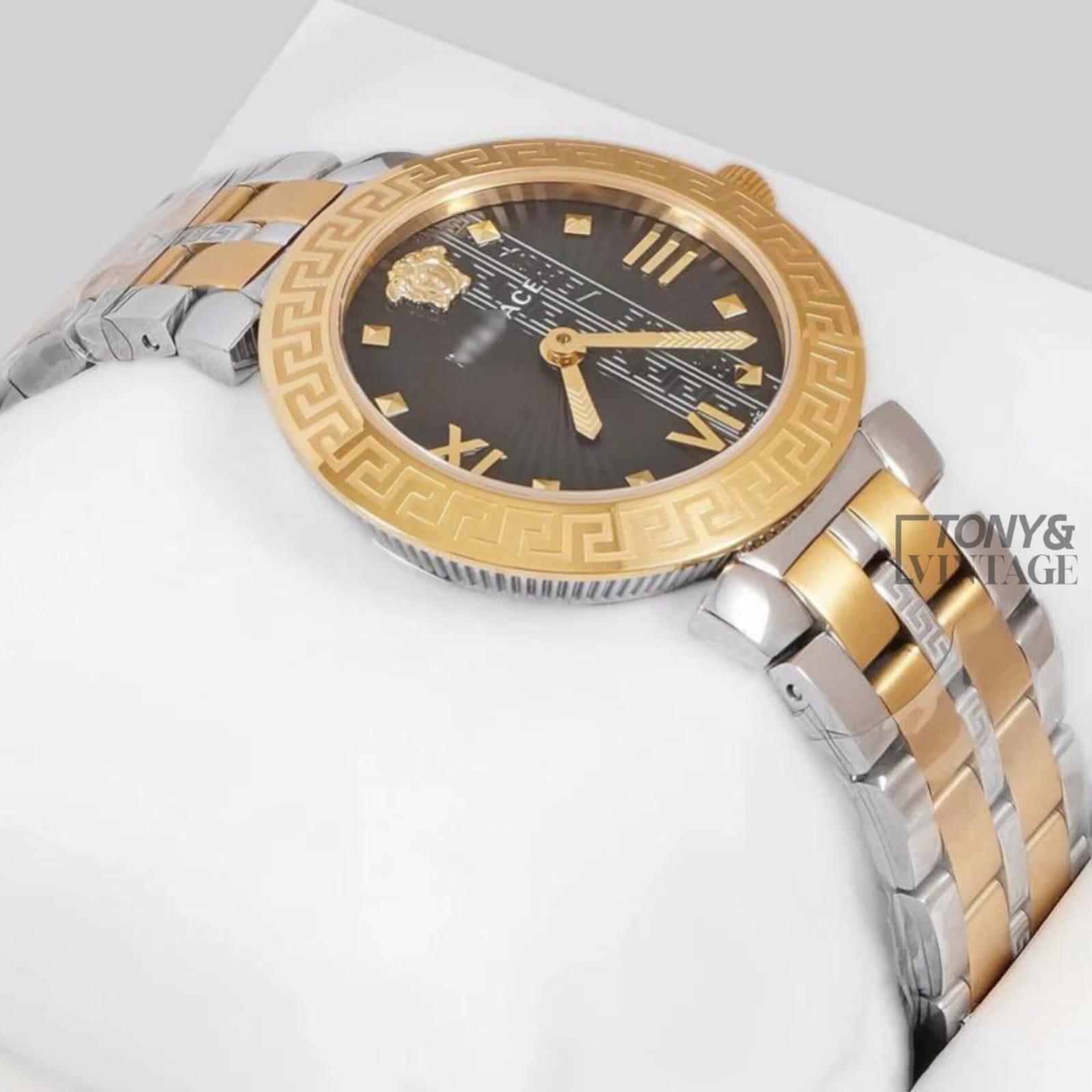Two Tone Yellow Gold With Black Dial Ladies Watch - Image 2