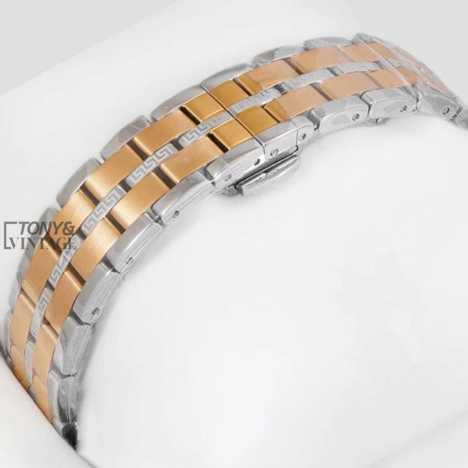 Two Tone Yellow Gold With Black Dial Ladies Watch - Image 3