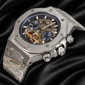 Tourbillon Chronograph Silver Grey Dial Automatic Watch