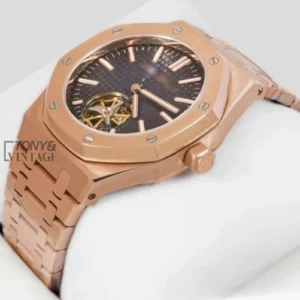 Tourbillon Rose Gold Blue Dial Automatic Watch