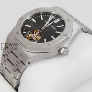 Tourbillon Silver Black Dial Automatic Watch