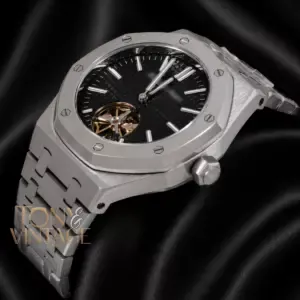 Tourbillon Silver Black Dial Automatic Watch