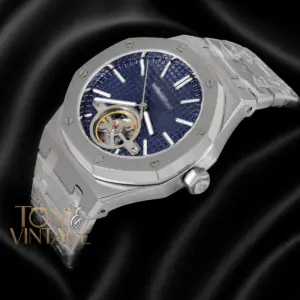 Tourbillon Silver Blue Dial Automatic Watch