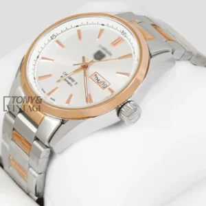 "Two-Tone Rose Gold Automatic Watch with White Dial "