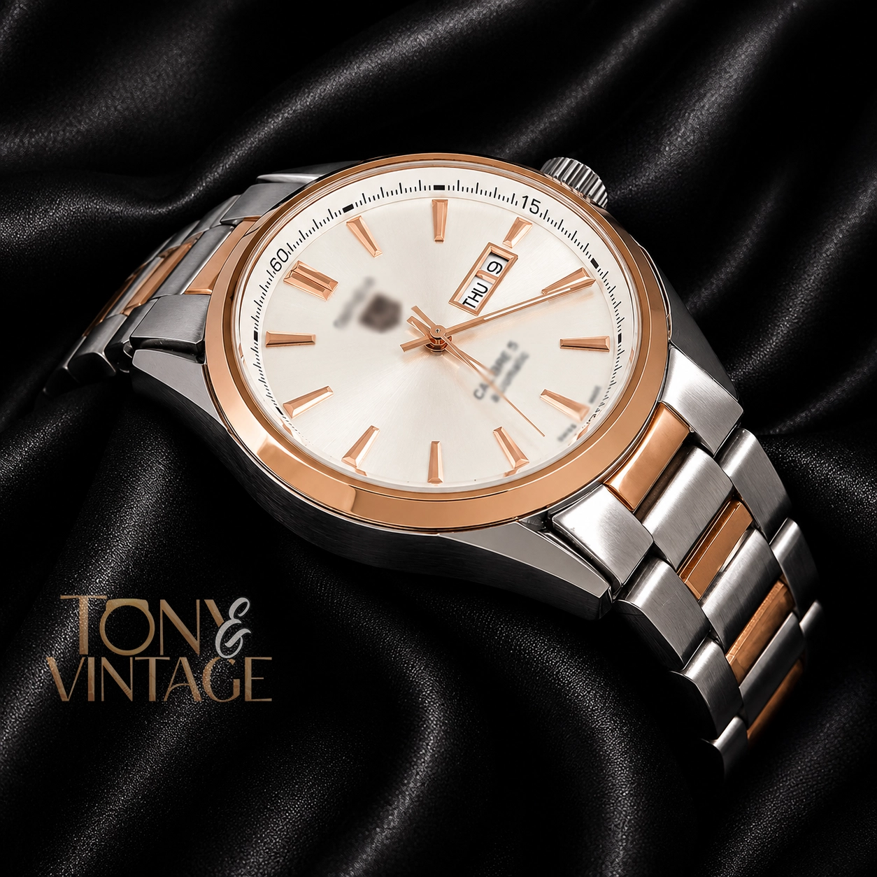 Two-Tone Rose Gold Automatic Watch with White Dial - Image 2