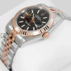 "Two Tone Rose Gold Black Dial Automatic Watch "