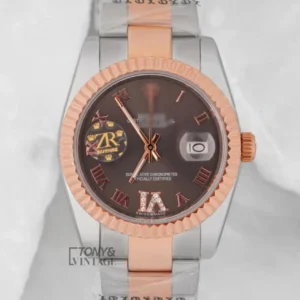 Two Tone Rose Gold Charcoal Gray Dial