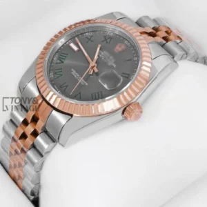 Two Tone Rose Gold Grey Dial & Roman Index Automatic Watch