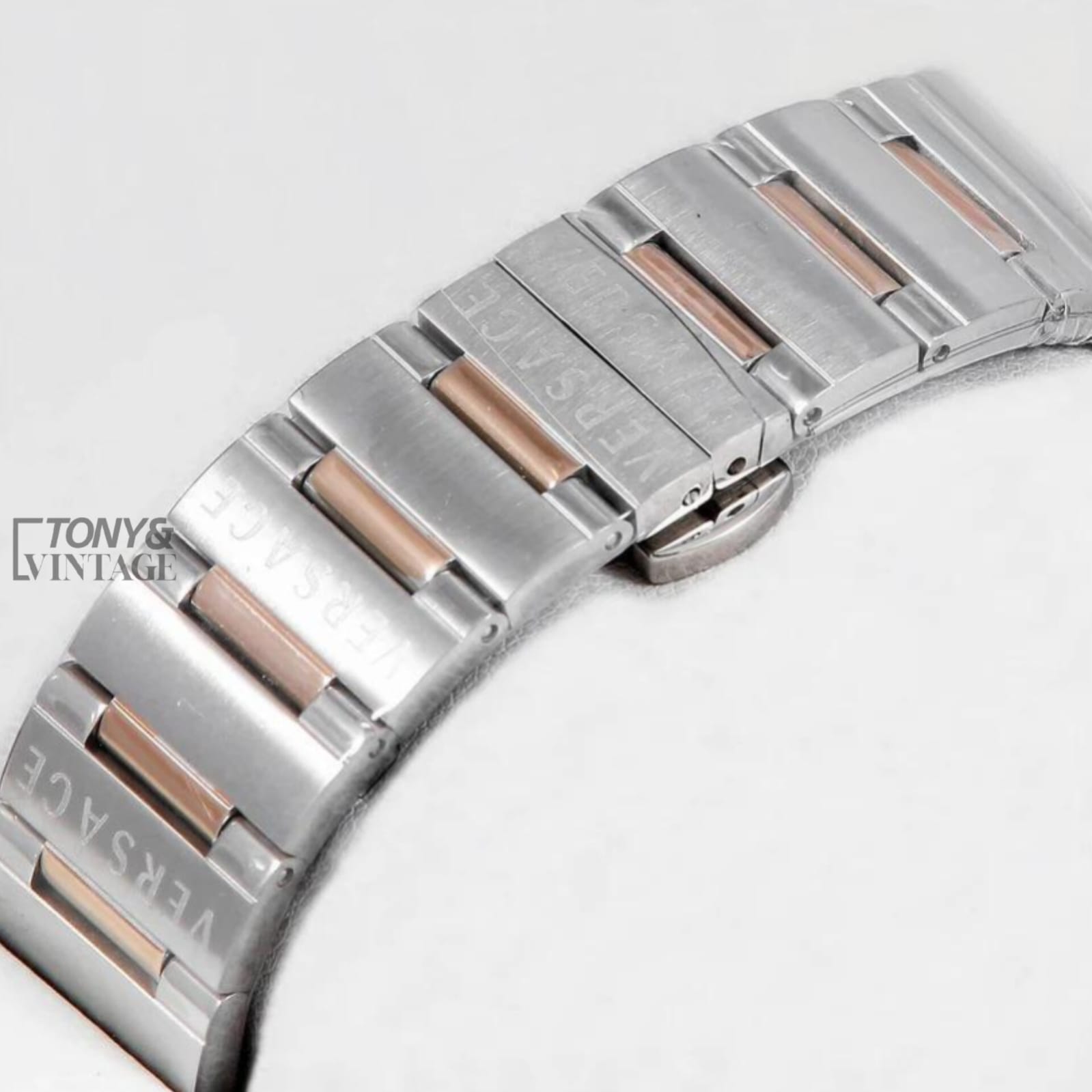 Two Tone Rose Gold With Black Dial Ladies Watch - Image 3