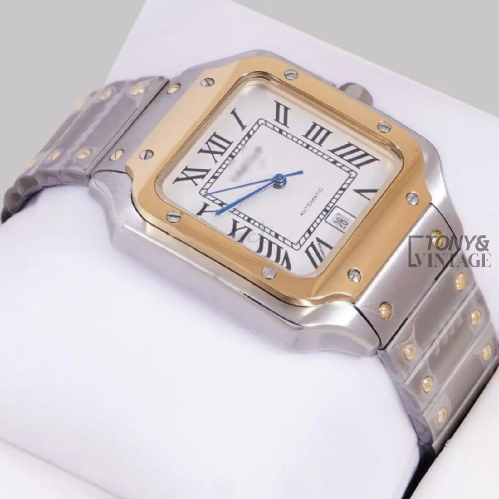 Two Tone Yellow Gold Automatic Watch with White Dial - Image 2