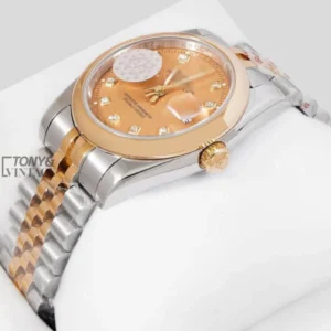 "Two Tone Yellow Gold Dial Stone Index "