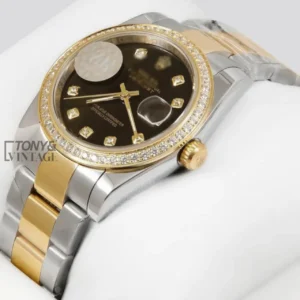 "Two Tone Yellow Gold Stone Bezel & Index Automatic Watch "